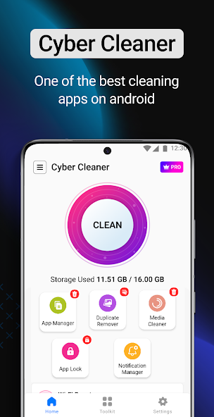 Cyber Clean app screen